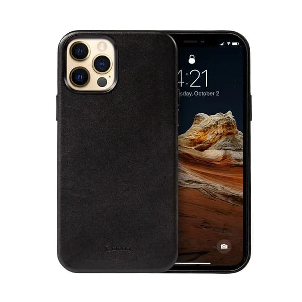 Crong Essential Cover läderfodral till iPhone 12 Pro Max (svart)