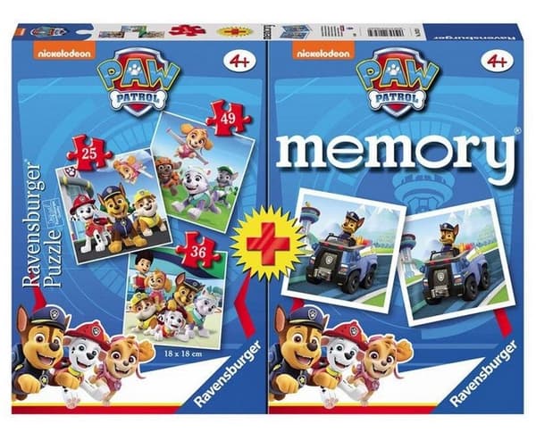 Paw Patrol 3 pussel + memory multipack