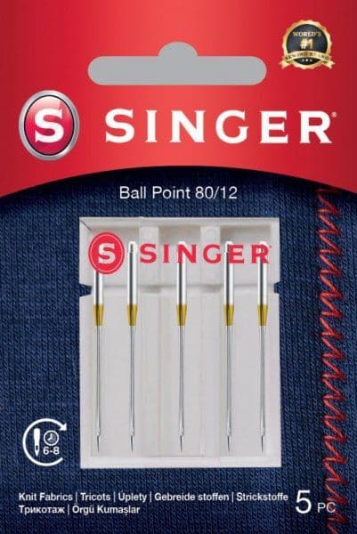 Singer Kulspetsnål 80/12 5-pack för stickade tyger