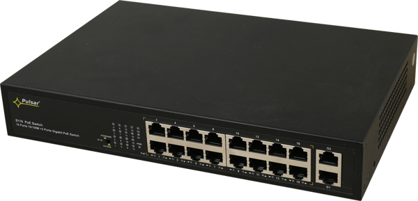 PULSAR 16-portars switch S116 för 16 IP-kameror