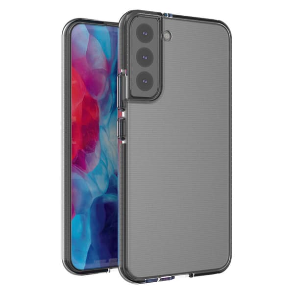 Spring Case Cover Gel Case med farvet ramme til Samsung Galaxy S22+ (S22 Plus) sort