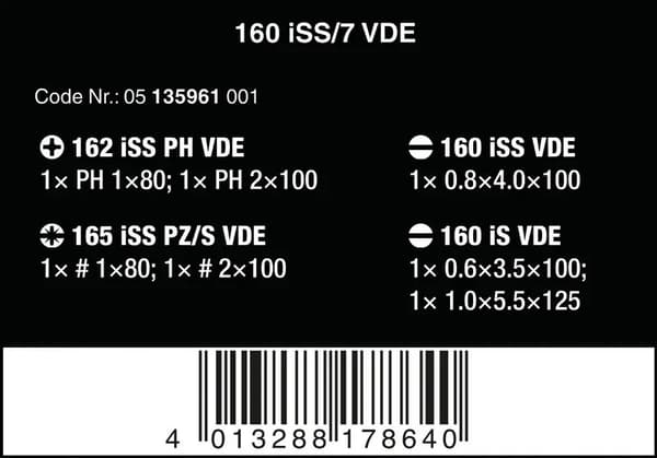 WERA 160 iSS/7 Kraftform Plus Series 100 ruuvimeisselisarja