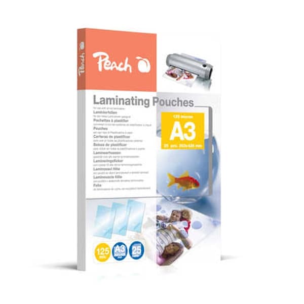 Peach-laminointitasku, A3, 125mic, läpinäkyvä, lämpö, 25 kpl