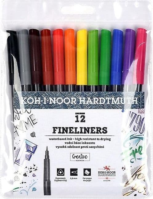 Tuschpennor 12 färger