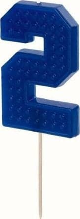 Syntymäpäiväkakun numero 2, 6 cm, sininen