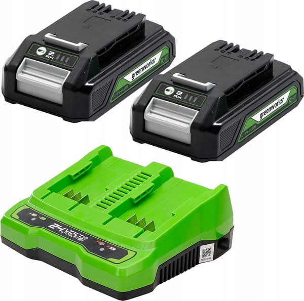 24V 2x 4Ah batteri + dubbelladdare Greenworks GSK24B4X