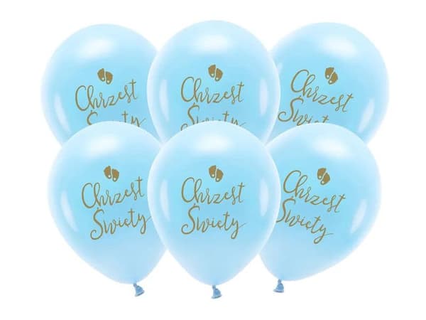 Øko Balloner 33 cm, Helligdåb, blekit (1 pk./ 6 stk.)