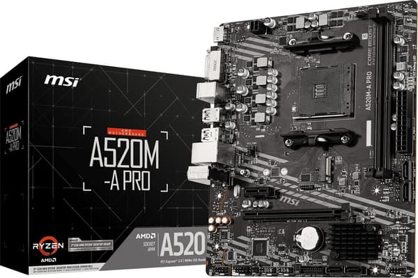 MSI A520M-A PRO - moderkort - micro ATX - Socket AM4 - AMD A520