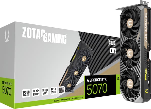 ZOTAC grafikkort GeForce RTX 5070 SOLID OC - 12 GB GDDR7 OC