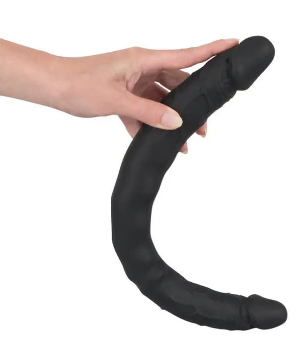 Svarta lesbiska silikon dubbeldildos 40cm