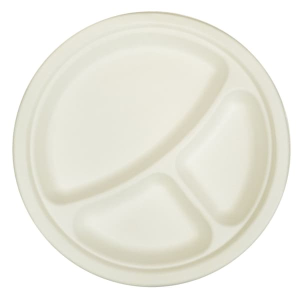 Arpex trefliget engangstallerken, sukkerrør sr. 230mm 6 stk (KG9748)