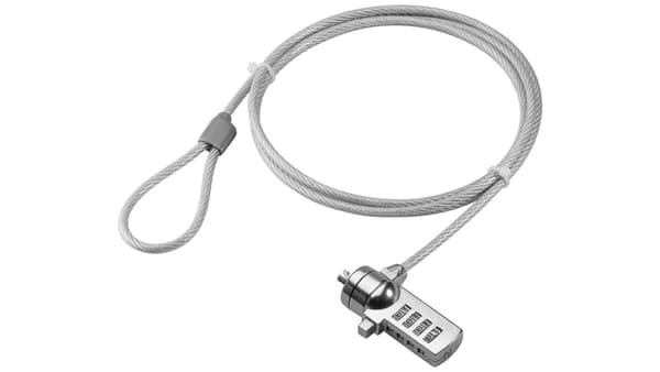Säkerhetslås för bärbara datorer och PC (silver)