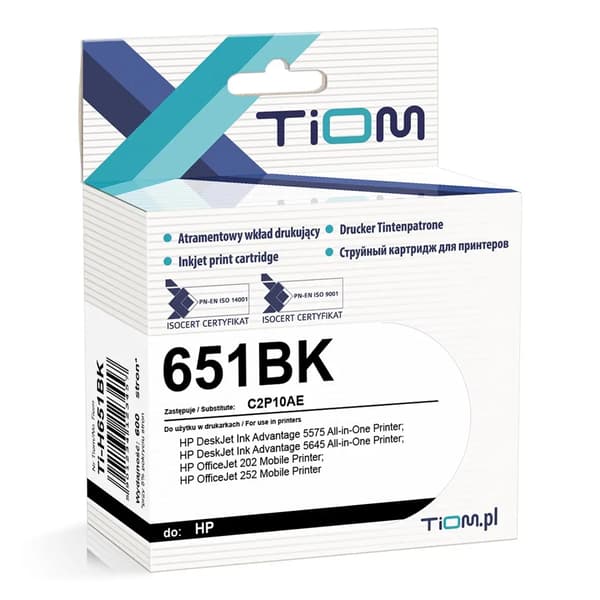 Tiom bläckpatron Tiom för HP 651BK | C2P10AE | 22ml | svart