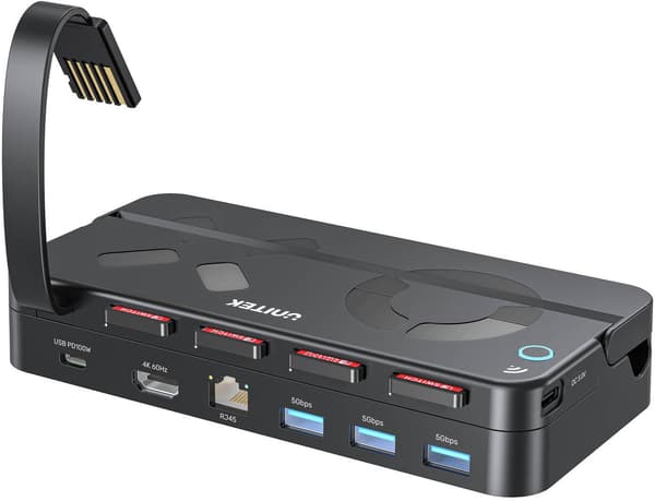 Unitek Dockingstation til Nintendo Switch, PD 100W, HDMI 4K, RJ-45, Kortlæser