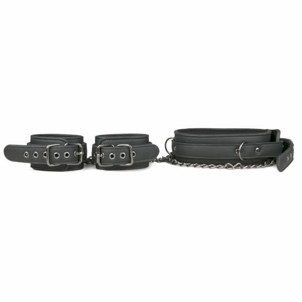 Handbojor-Läderhalsband med handbojor