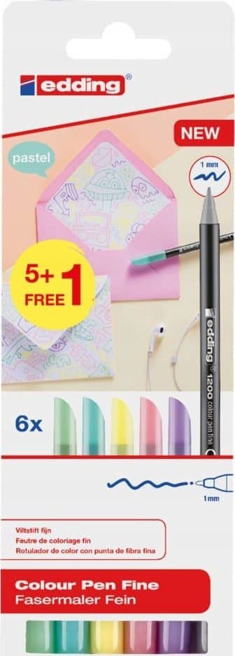 Pen 1mm 6 farver