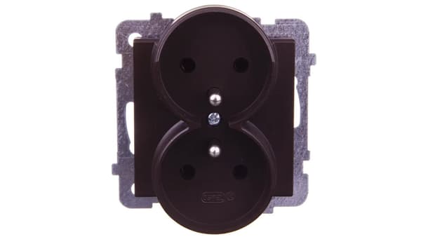 Ospel Dobbelt Sonata Stikkontakt med Jordforbindelse Chokolade Metallic (GP-2RRz/M/40)