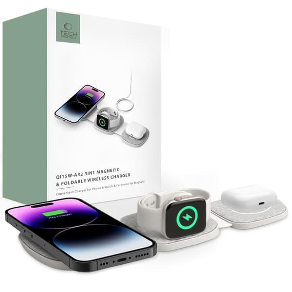 TECH-PROTECT LAD IND QI15W-A32 MAGNETISK MAGSAFE TRÅDLØS GRÅ