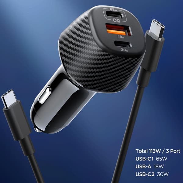 Spigen Essential 113W Biloplader EV1133, sort