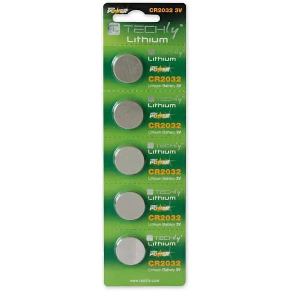 Litiumparistot Techly CR2032, 3V, 5 kpl