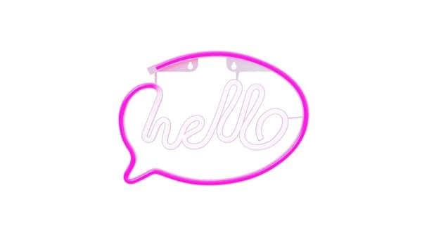 Neon LED HELLO pink hvid Flagermus + USB FLNE15 Forever Light