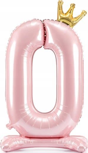Stående folieballon tal \"0\", 84 cm, lyserød