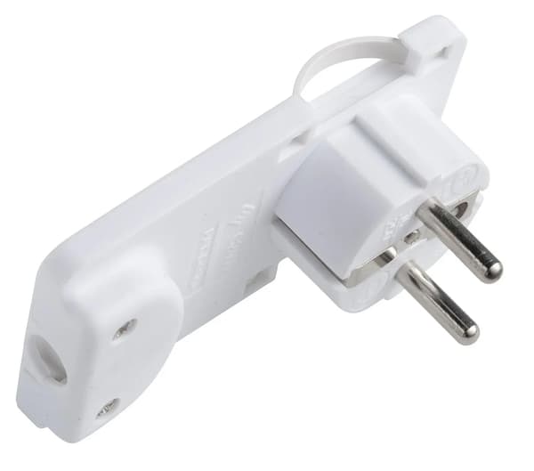 MicroConnect Schuko vinklet strømstik hvid, Form: Flad