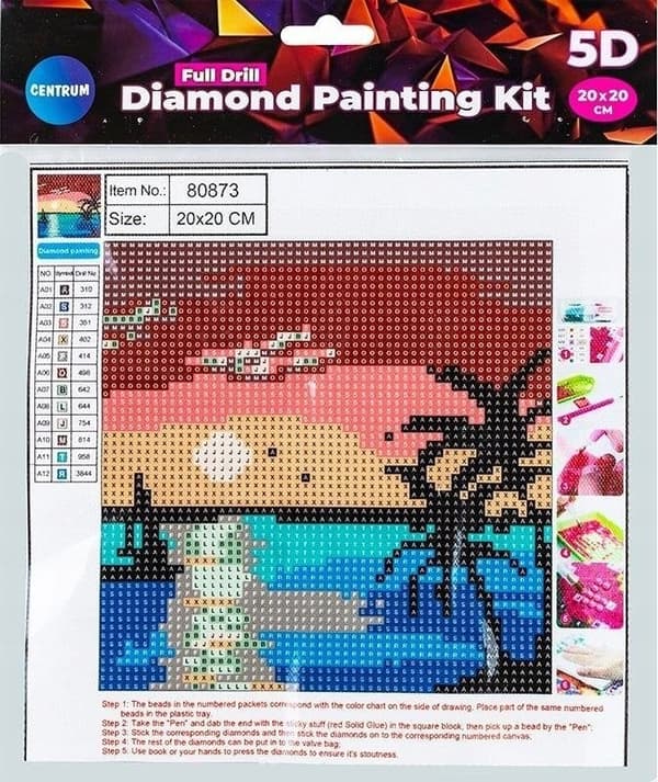 Diamantmosaik fuld - Strand 20x20 80873