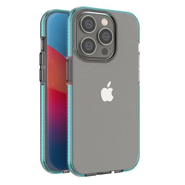 Spring Case Cover til iPhone 14 Pro Silikonecover med ramme lyseblå