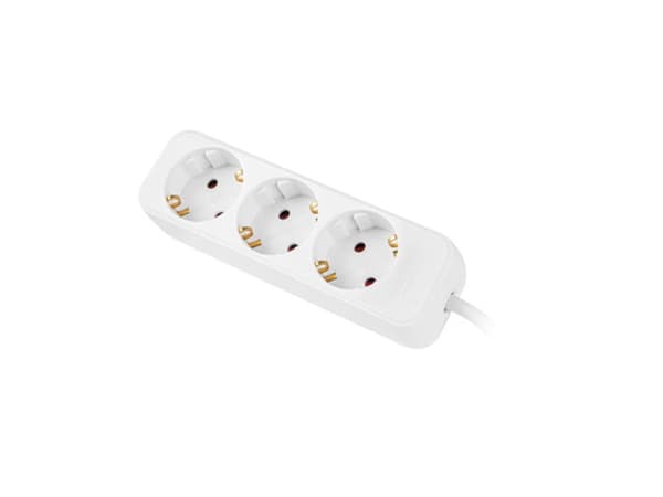 Schuko 3-vejs multistikadapter Lanberg 2500 W 1,5 m Hvid