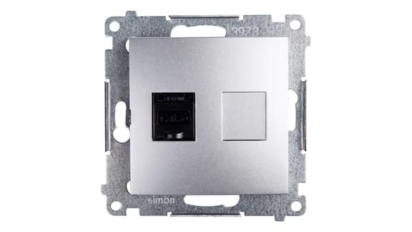 Kontakt-Simon Computerstik SIMON54 enkelt RJ45 kat.6 med sølvstøbning - D61.01/43