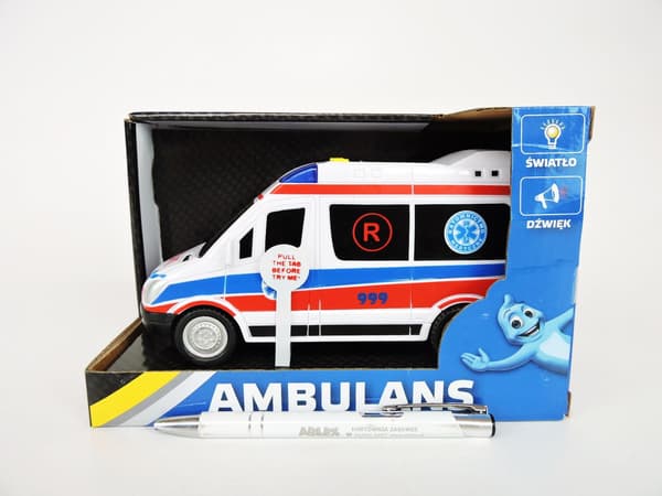 AUTO AMBULANS, 20 cm., plast., sv/da kort.