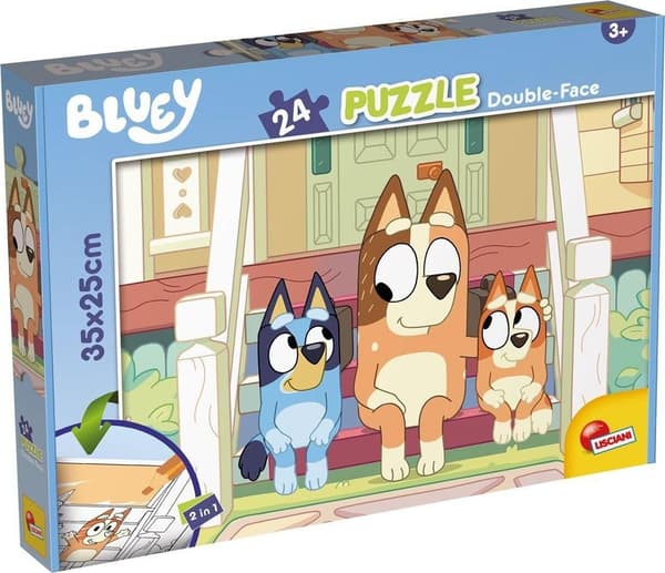 Dubbelsidiga golvpussel M-Plus 24el Bluey Mr Monkey Jocks 99559 LISCIANI