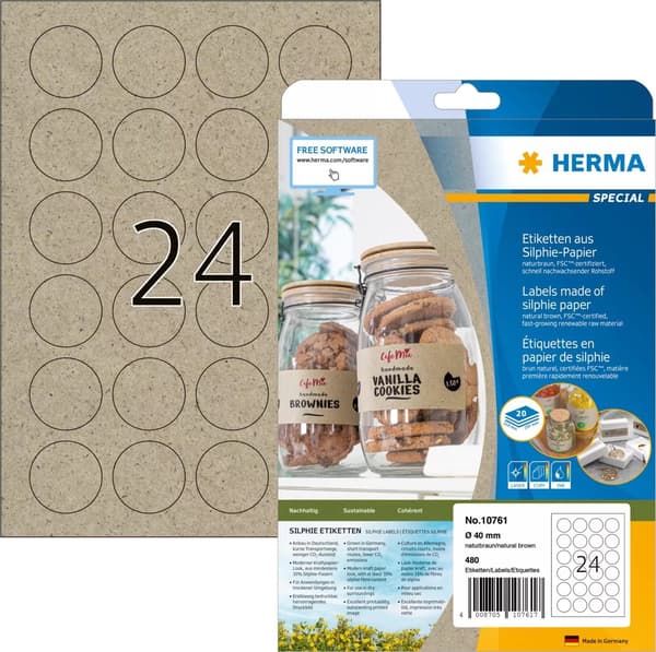 Herma HERMA Etiketten Silphie A4 20 arkkia 40mm pyöreä