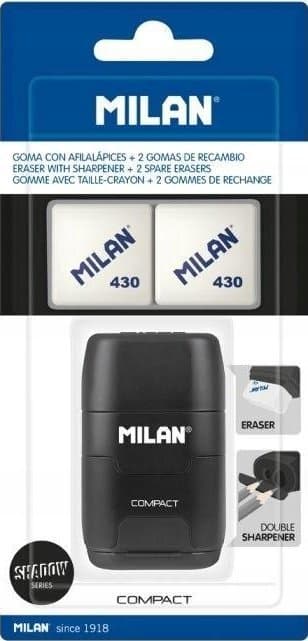 Blyantspidser - viskelæder Compact Shadow + 2 viskelædere MILAN