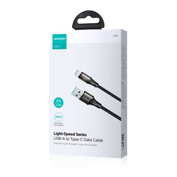 Joyroom Light-Speed ​​Series S-A25 USB-A/USB-C -kaapeli 100W 1,2m - musta