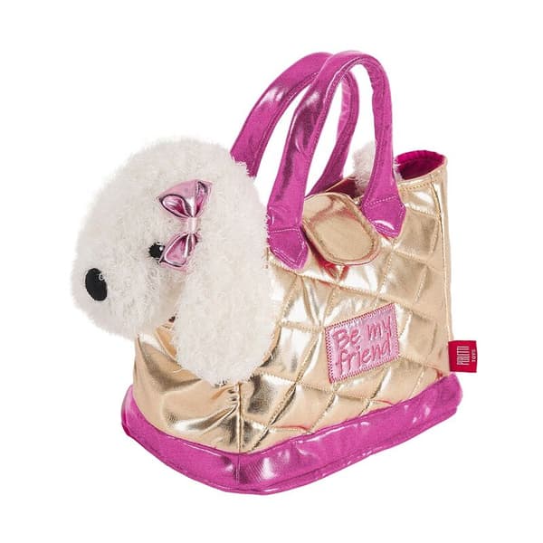 Håndtaske + plysset gylden Didi hund 28cm
