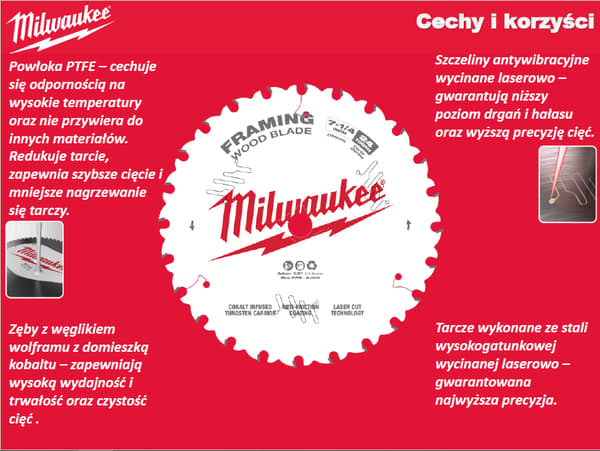 Træsavklinge 165 mm x 15,87 mm 24 tænder MILWAUKEE