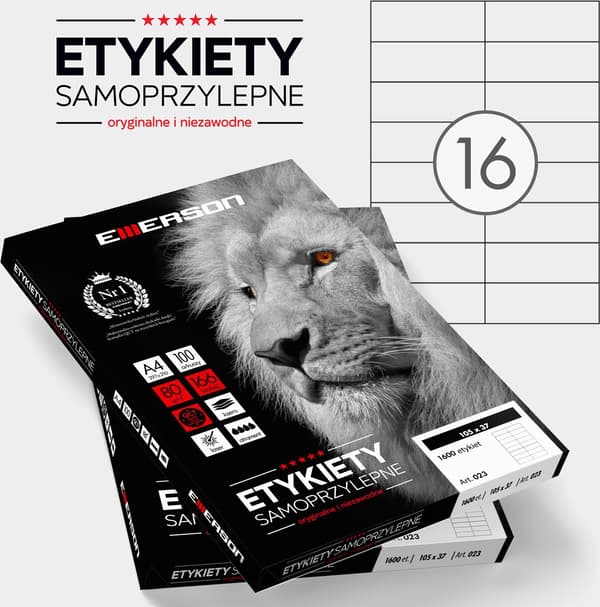 ETIKETIT 105 X 37,0 MM. 16 KPL/A4 EMERSON UNIVERSAL
