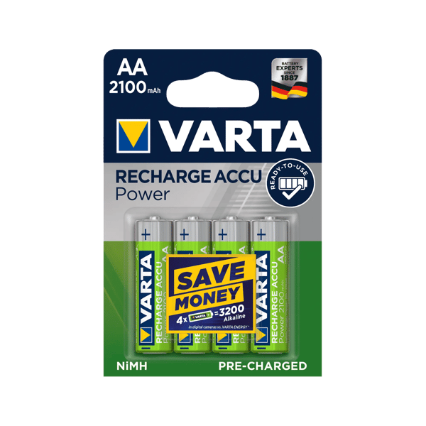 1x4 Varta Uppladdningsbart batteri AA Ready2Use NiMH 2100 mAh Mignon