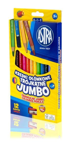 Trekantede blyanter Jumbo 12 farver ASTRA