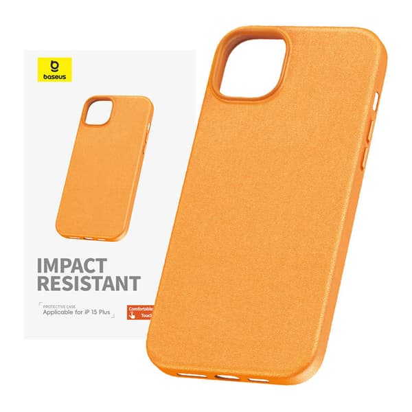 Telefonfodral för iPhone 15 Plus Baseus Fauxther Series (Orange)