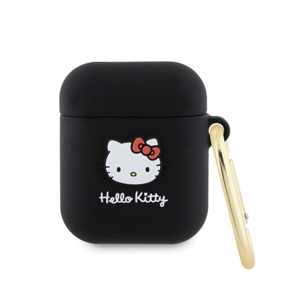 HELLO KITTY HKA23DKHSK AIRPODS 1/2 COVER SORT/SORT SILIKONE 3D KITTY HOVED