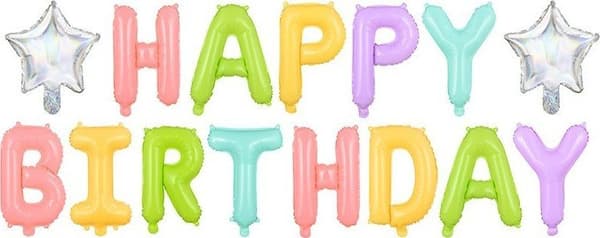 Folioilmapallo Happy Birthday, 395x35cm, lajitelma
