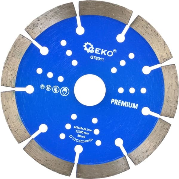 Skive diam.125x10x22.2mm segment. GEKO PREMIUM med laser (100)