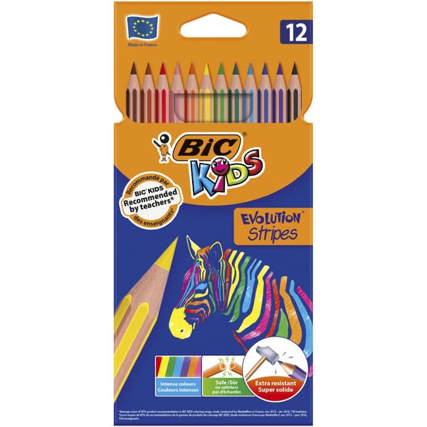 Farveblyanter Børn Eco Evolution Stripes 12 farver BIC