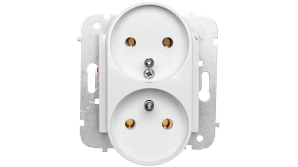 Elektro-Plast Dobbeltstik Carla 2x2P+med/u hvid (1743-10)