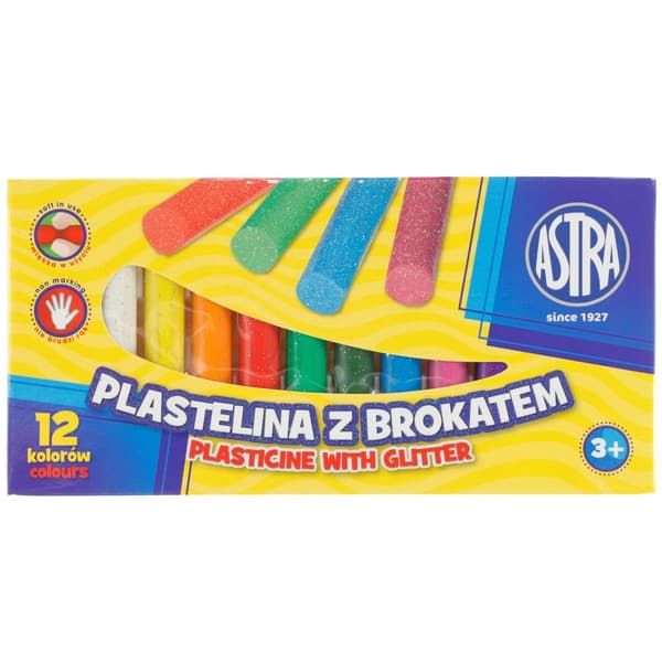 Plastilin med glimmer 12 farver ASTRA