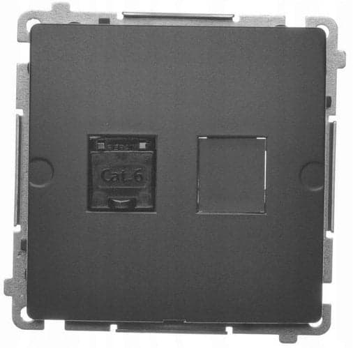 SIMON BASIC Computerstikdåse RJ45 kat.6 til ramme sort mat BM61.01/49