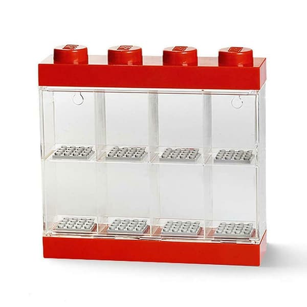 LEGO Minifigur Display Case 8 rød (gennemsigtig)